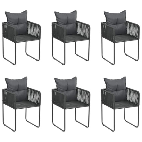 Vidaxl tuinstoelen 6 st met kussens poly rattan zwart