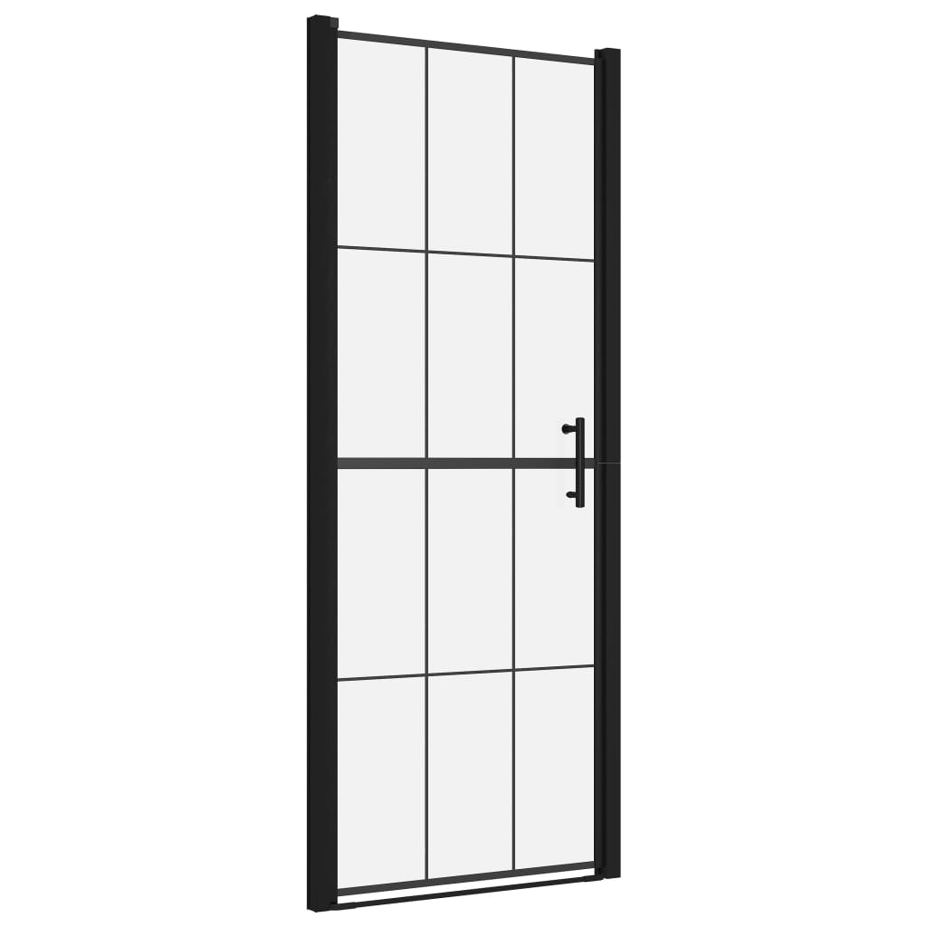 Vidaxl douchedeur 81x195 cm gehard glas zwart