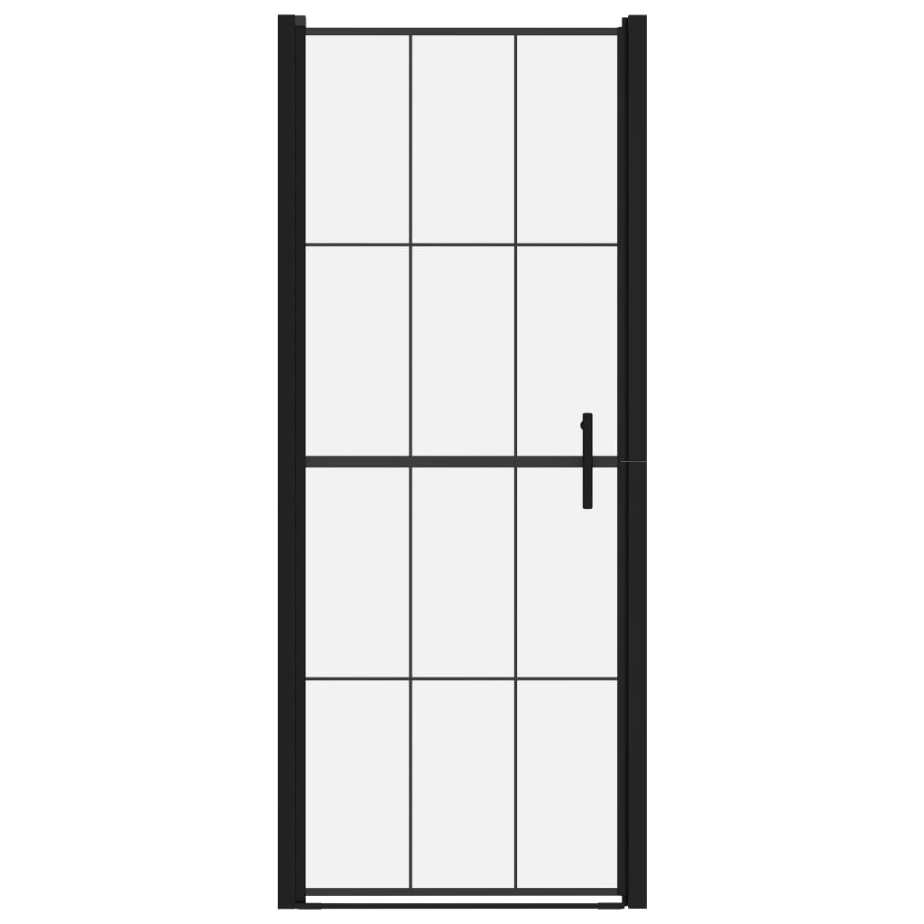 VidaXL Douchedeur 81x195 cm gehard glas zwart