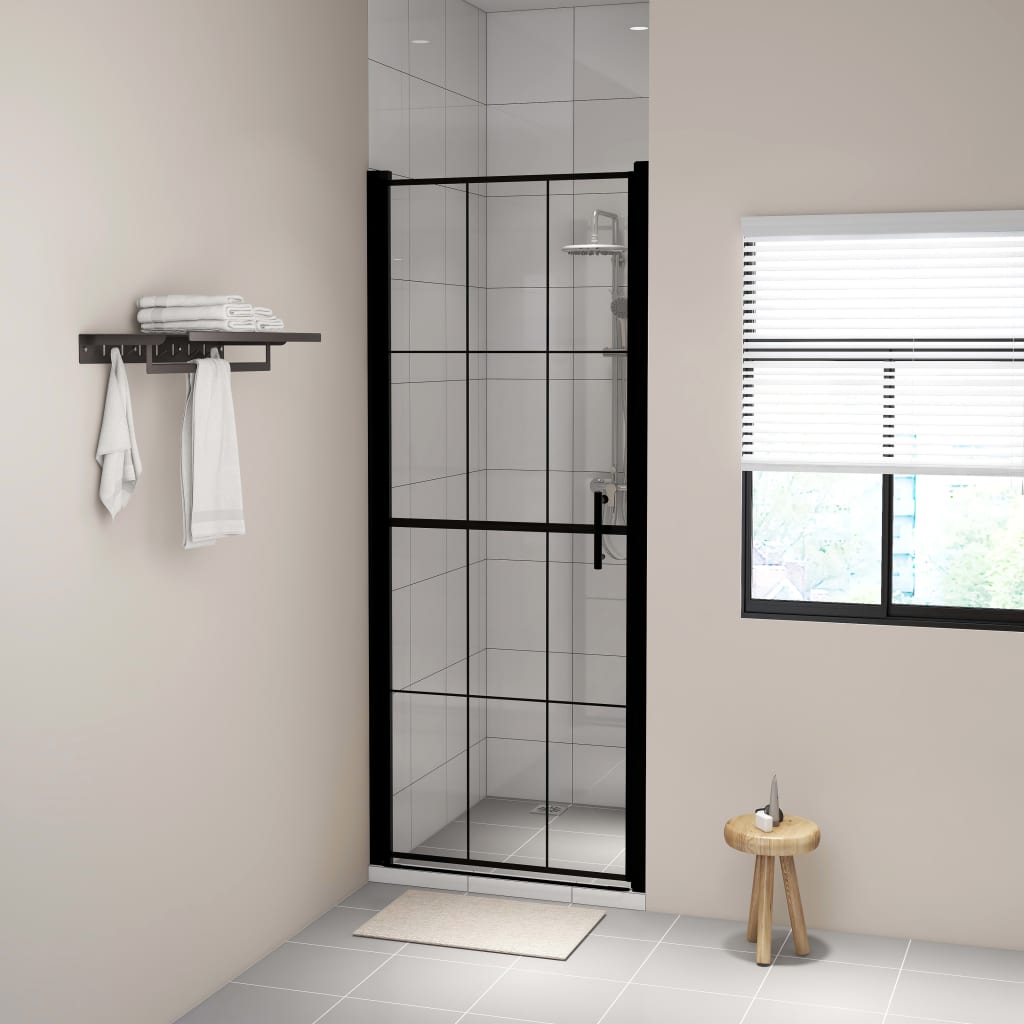 Vidaxl douchedeur 81x195 cm gehard glas zwart