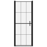 Vidaxl douchedeur 91x195 cm gehard glas zwart
