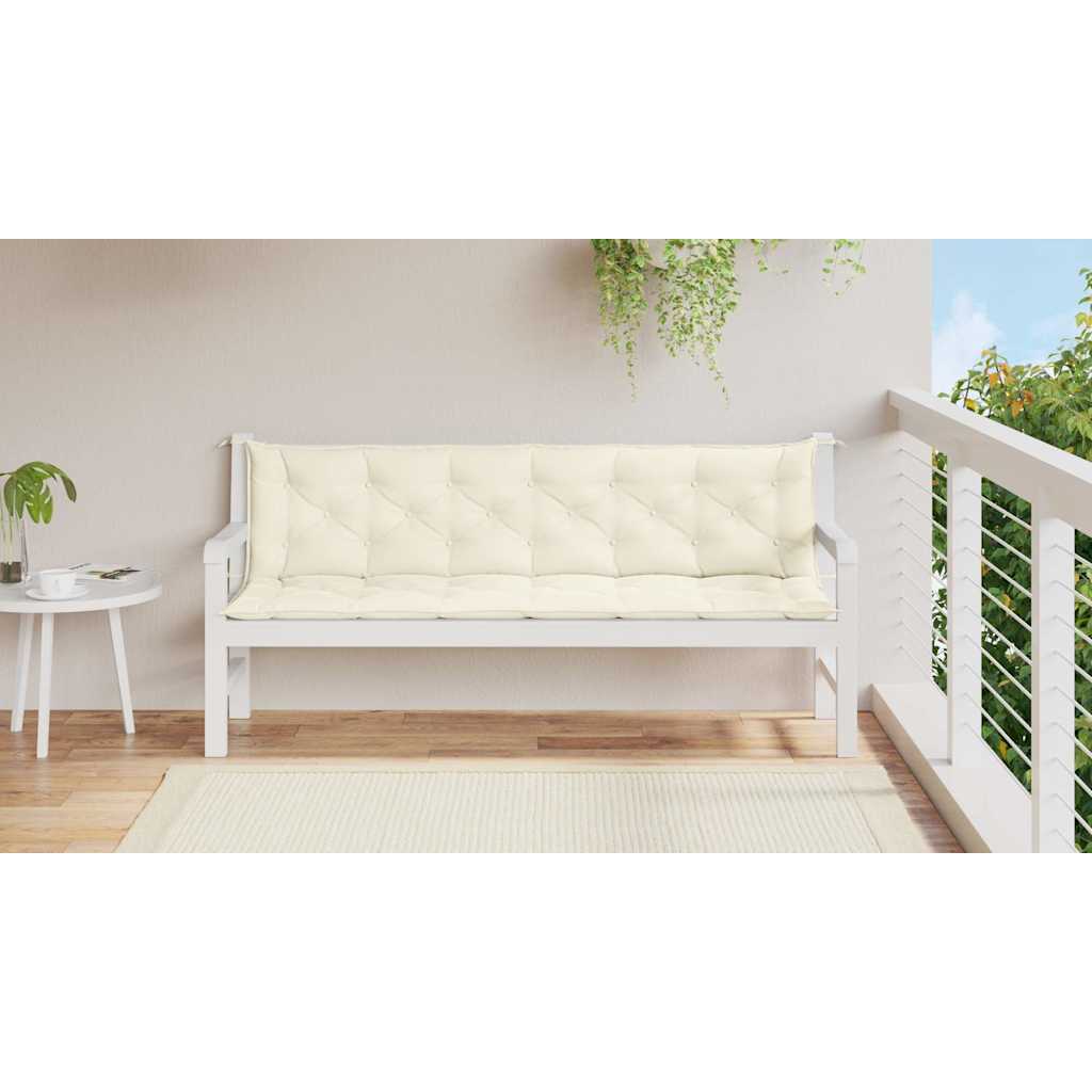 Vidaxl tuinbankkussen 200x(50+50)x7 cm oxford stof crèmewit