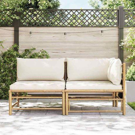 Vidaxl 2-delige loungeset met crèmewitte kussens bamboe