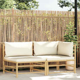 Vidaxl 2-delige loungeset met crèmewitte kussens bamboe