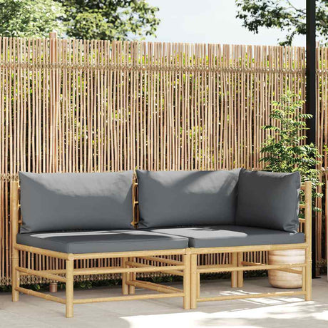 Vidaxl 2-delige loungeset met donkergrijze kussens bamboe
