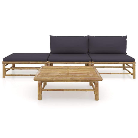 Vidaxl 4-delige loungeset met donkergrijze kussens bamboe