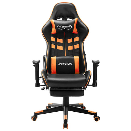Vidaxl gamestoel met voetensteun kunstleer zwart en oranje