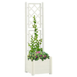 Vidaxl plantenbak met latwerk 43x43x142 cm pp wit