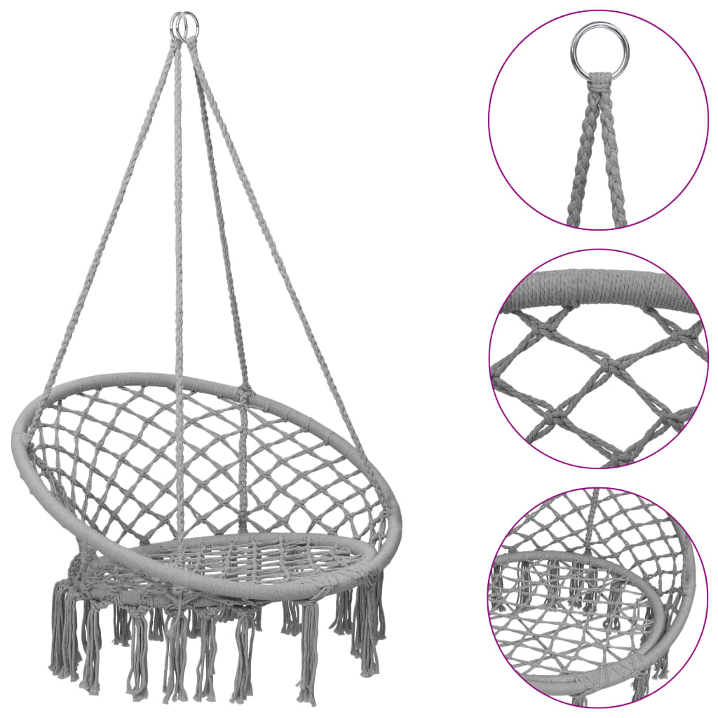 VidaXL Hangstoel 80 cm grijs