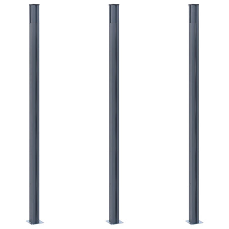 Vidaxl schuttingpalen 3 st 185 cm aluminium donkergrijs