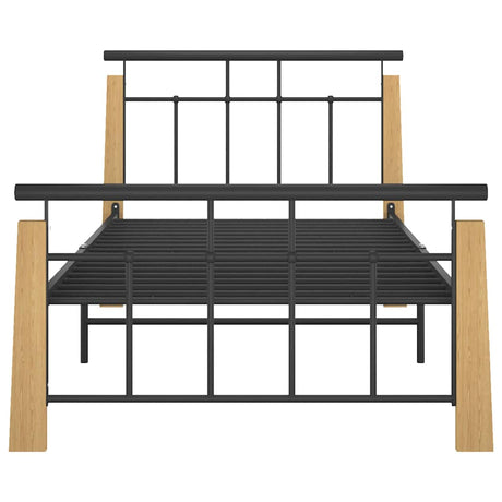 Vidaxl bedframe metaal en massief eikenhout 100x200 cm