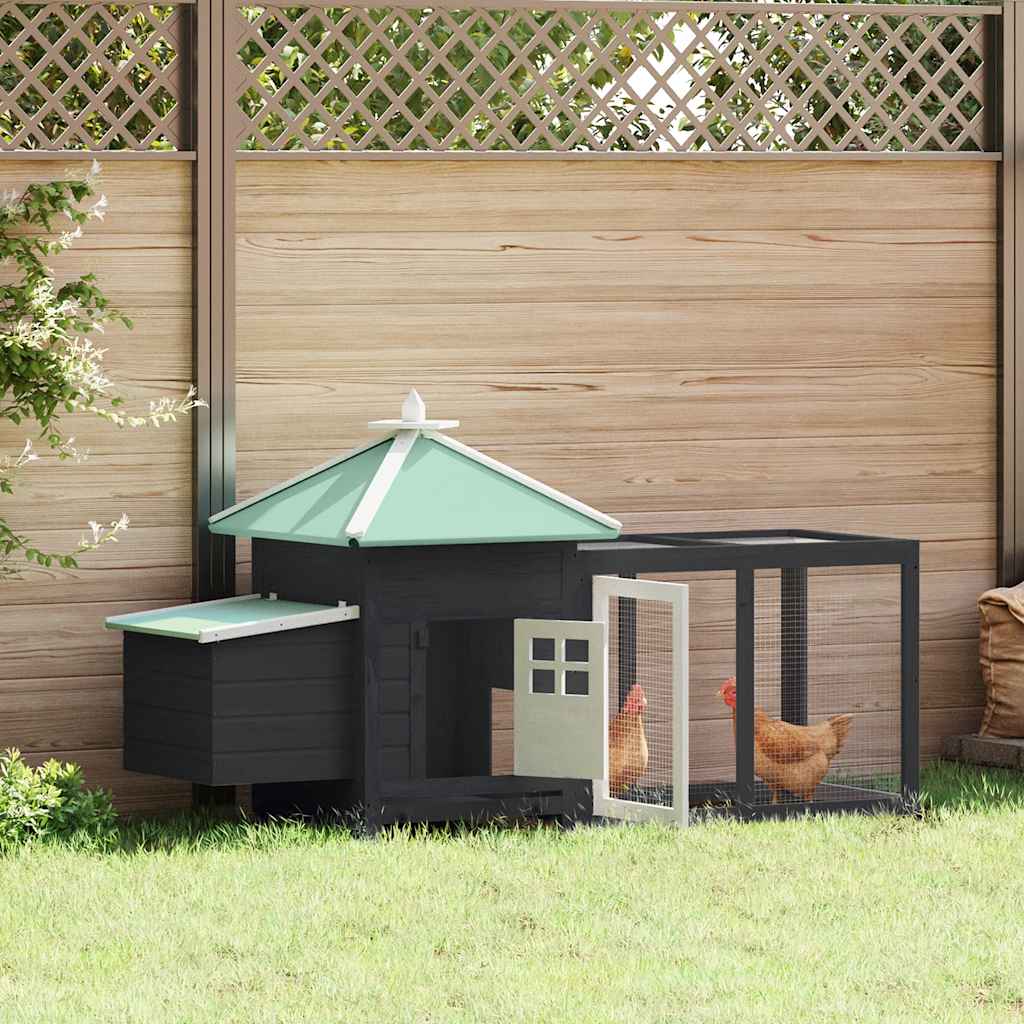 Vidaxl kippenhok met nestkast 190x72x102 massief vurenhout grijs
