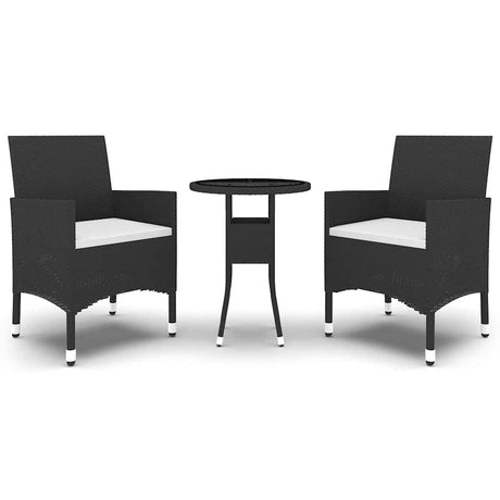 Vidaxl 3-delige tuinset poly rattan zwart