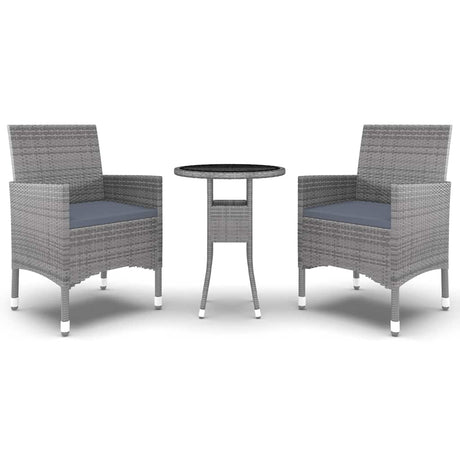 Vidaxl 3-delige tuinset poly rattan grijs