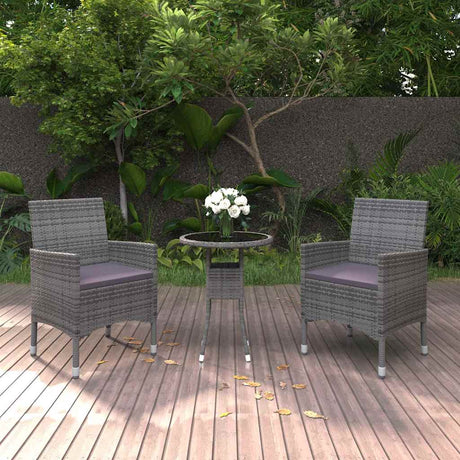 Vidaxl 3-delige tuinset poly rattan grijs