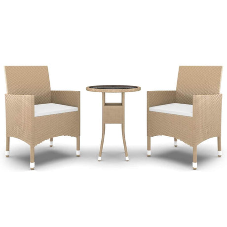 Vidaxl 3-delige tuinset poly rattan beige