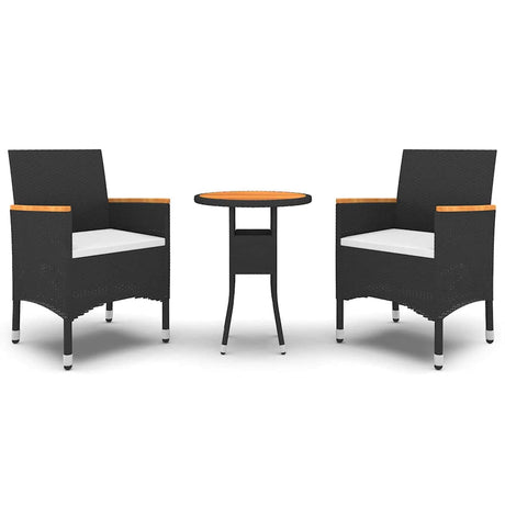 Vidaxl 3-delige tuinset poly rattan zwart
