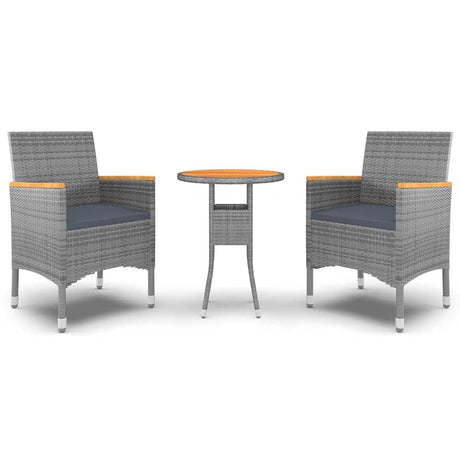 Vidaxl 3-delige tuinset poly rattan grijs