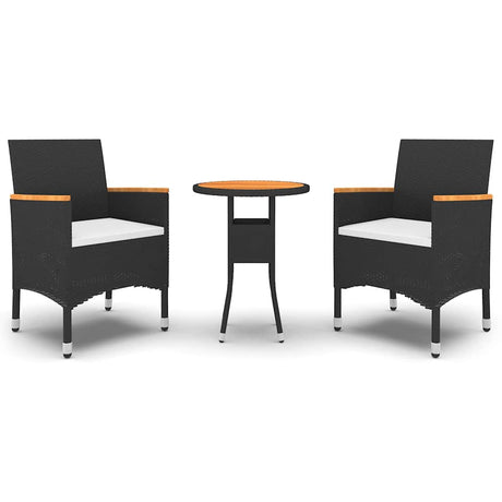 Vidaxl 3-delige tuinset poly rattan zwart