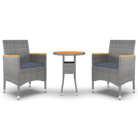 Vidaxl 3-delige tuinset poly rattan grijs