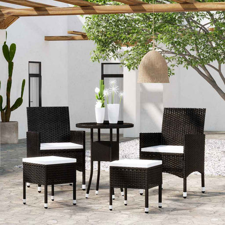 Vidaxl 5-delige loungeset poly rattan zwart
