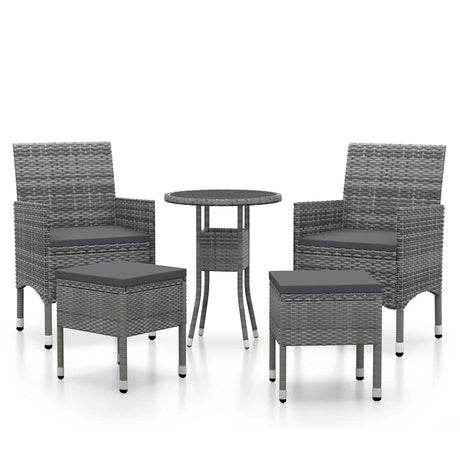 Vidaxl 5-delige loungeset poly rattan grijs