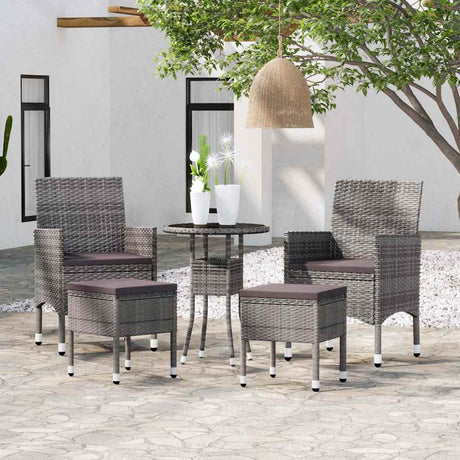 Vidaxl 5-delige loungeset poly rattan grijs