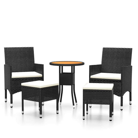 Vidaxl 5-delige loungeset poly rattan zwart
