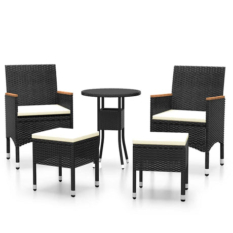 Vidaxl 5-delige loungeset poly rattan zwart