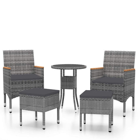 Vidaxl 5-delige loungeset poly rattan grijs