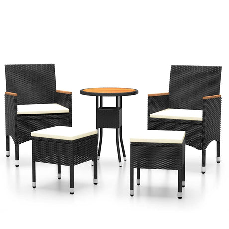 Vidaxl 5-delige loungeset poly rattan zwart