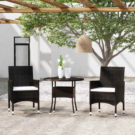 Vidaxl 3-delige tuinset poly rattan zwart