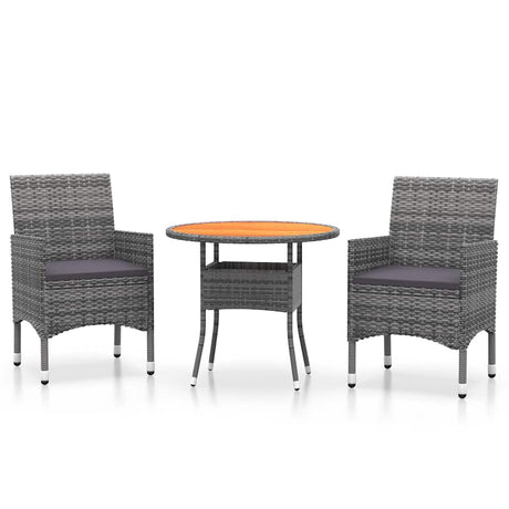 Vidaxl 3-delige tuinset poly rattan grijs