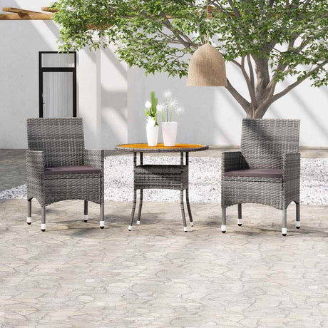 Vidaxl 3-delige tuinset poly rattan grijs