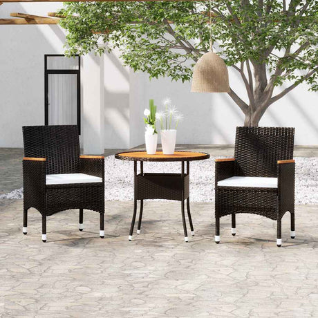 Vidaxl 3-delige tuinset poly rattan zwart
