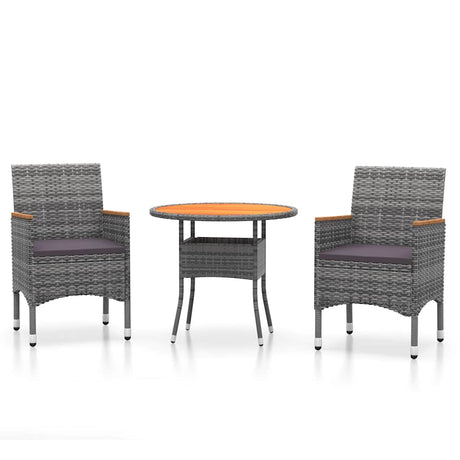 Vidaxl 3-delige tuinset poly rattan grijs