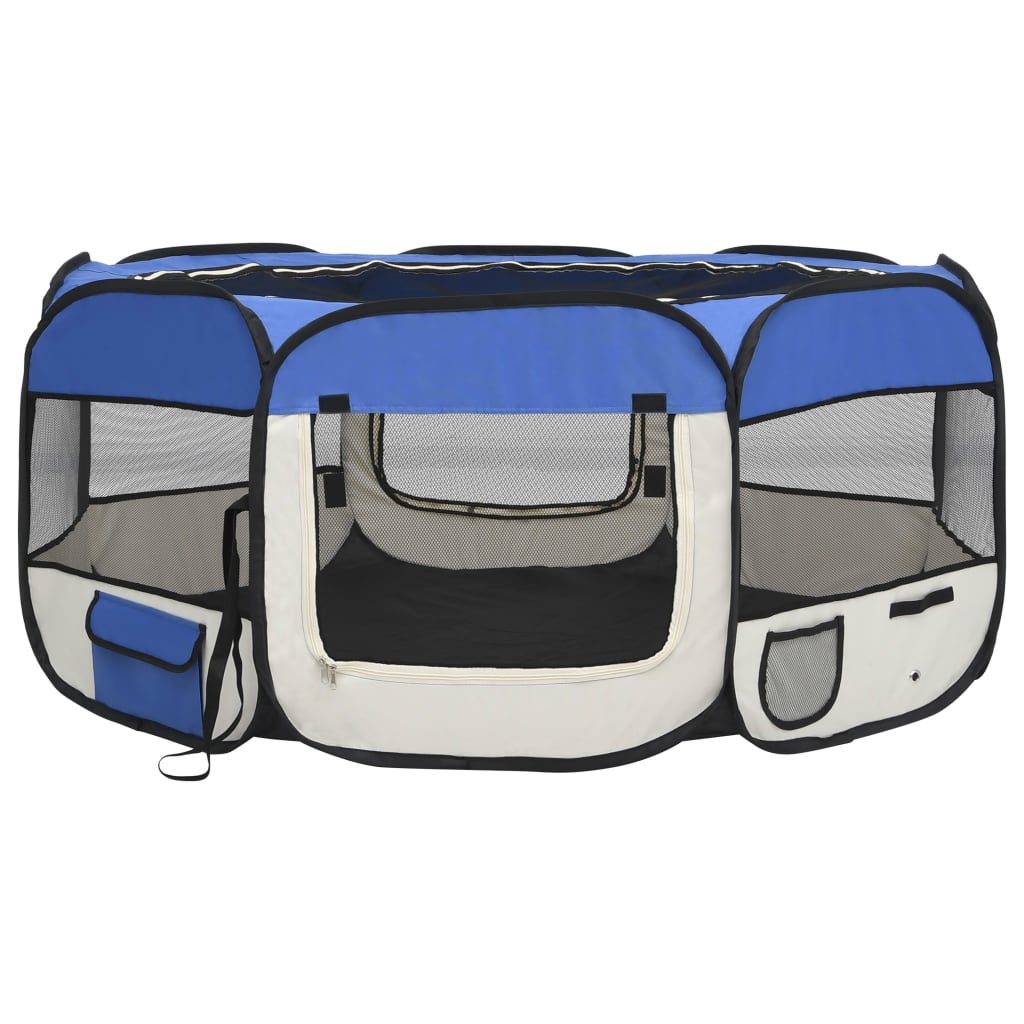 Vidaxl hondenren inklapbaar met draagtas 145x145x61 cm blauw