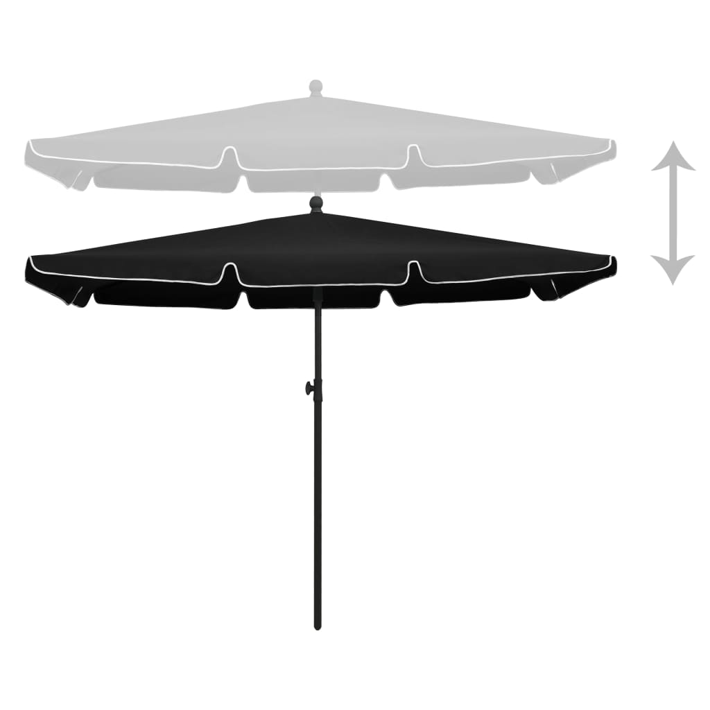 Vidaxl parasol met paal 210x140 cm zwart