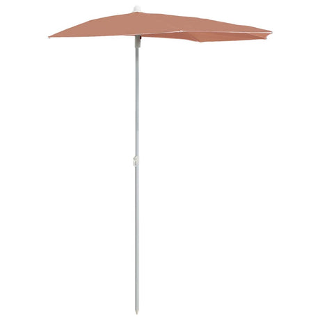 Vidaxl parasol half met paal 180x90 cm terracottakleurig