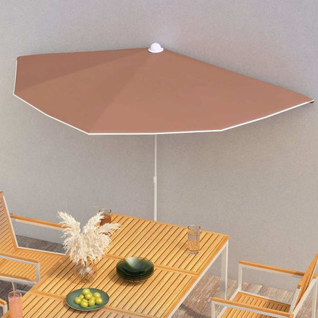 Vidaxl parasol half met paal 180x90 cm terracottakleurig