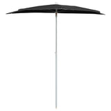 Vidaxl parasol half met paal 180x90 cm zwart