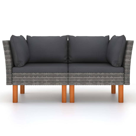Vidaxl hoekbanken 2 st poly rattan en massief eucalyptushout