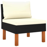 Vidaxl middenbanken 2 st poly rattan en massief eucalyptushout