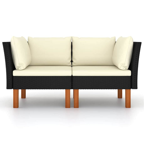 Vidaxl hoekbanken 2 st poly rattan en massief eucalyptushout