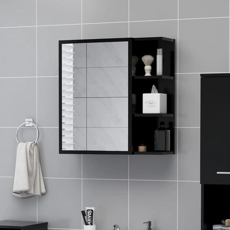 Vidaxl badkamerspiegelkast 62,5x20,5x64 cm bewerkt hout zwart