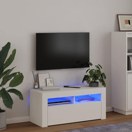 Vidaxl tv-meubel met led-verlichting 90x35x40 cm wit