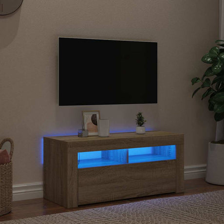 Vidaxl tv-meubel met led-verlichting 90x35x40 cm sonoma eikenkleurig