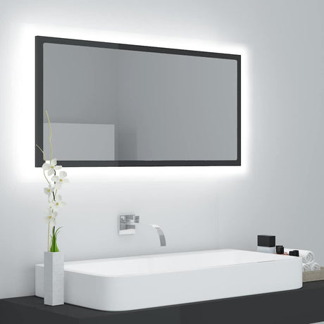 Vidaxl badkamerspiegel led 90x8,5x37 cm acryl hoogglans grijs
