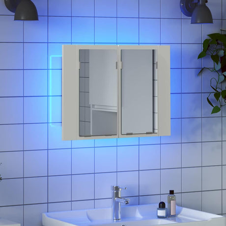 Vidaxl badkamerkast met spiegel en led 60x12x45 cm acryl wit