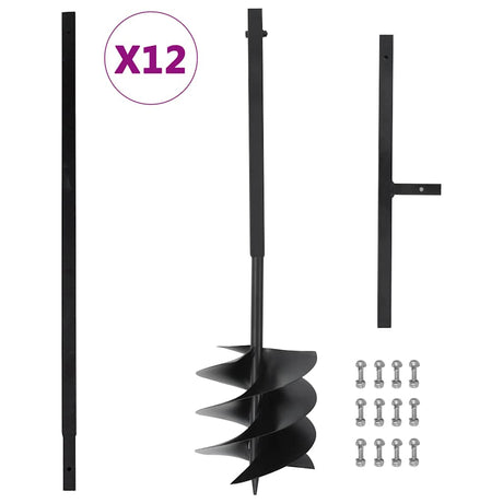 Vidaxl grondboor met handvat 250 mm met verlengbuis 12 m staal